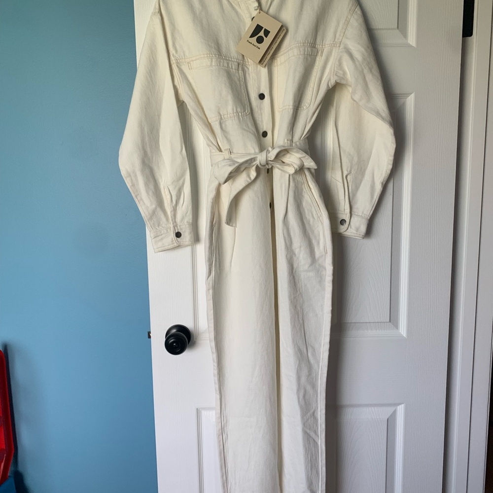 White Button-Up Jumpsuit Frank & Oak